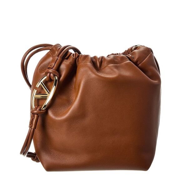 Valentino Sac Vlogo Pouf Leather Bag Brown